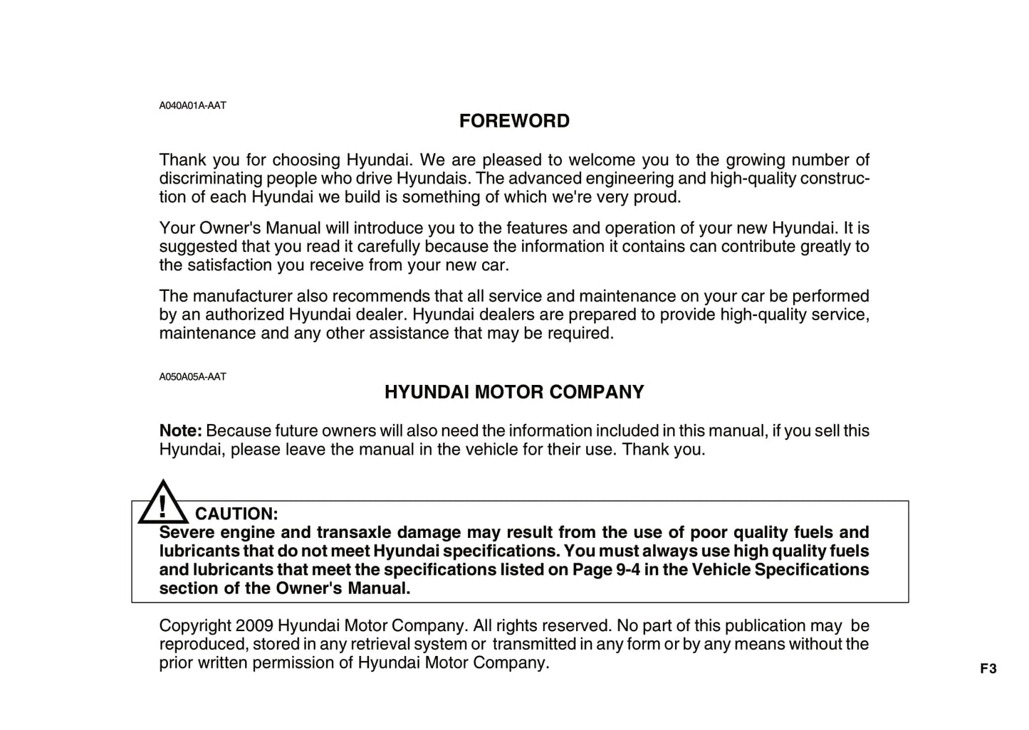 2009-2010 Hyundai Accent Owner's Manual | English