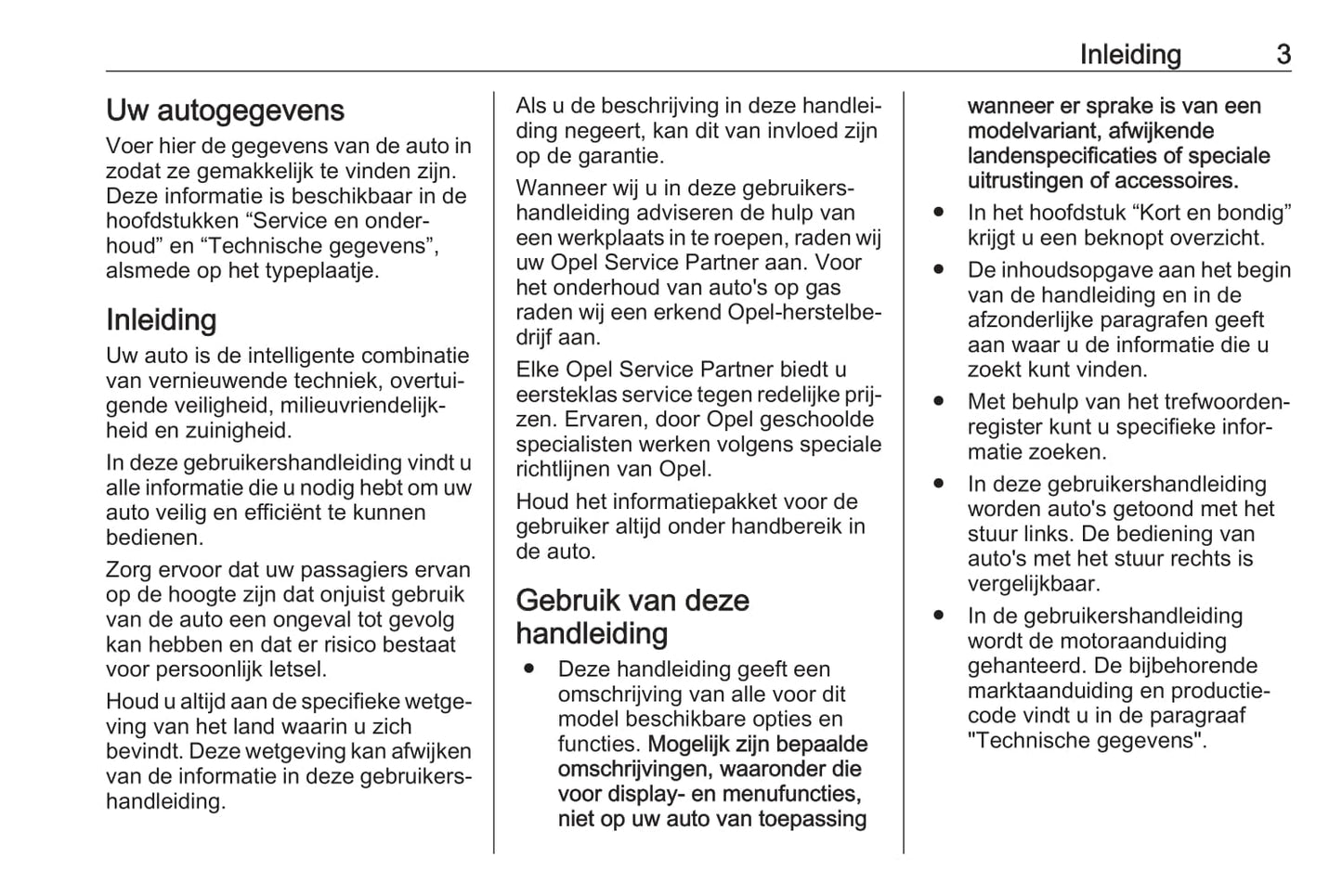 2016-2017 Opel Zafira/Zafira Tourer Owner's Manual | Dutch