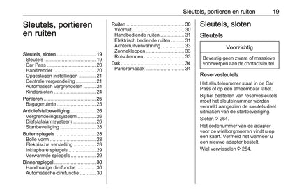 2016-2017 Opel Zafira/Zafira Tourer Owner's Manual | Dutch