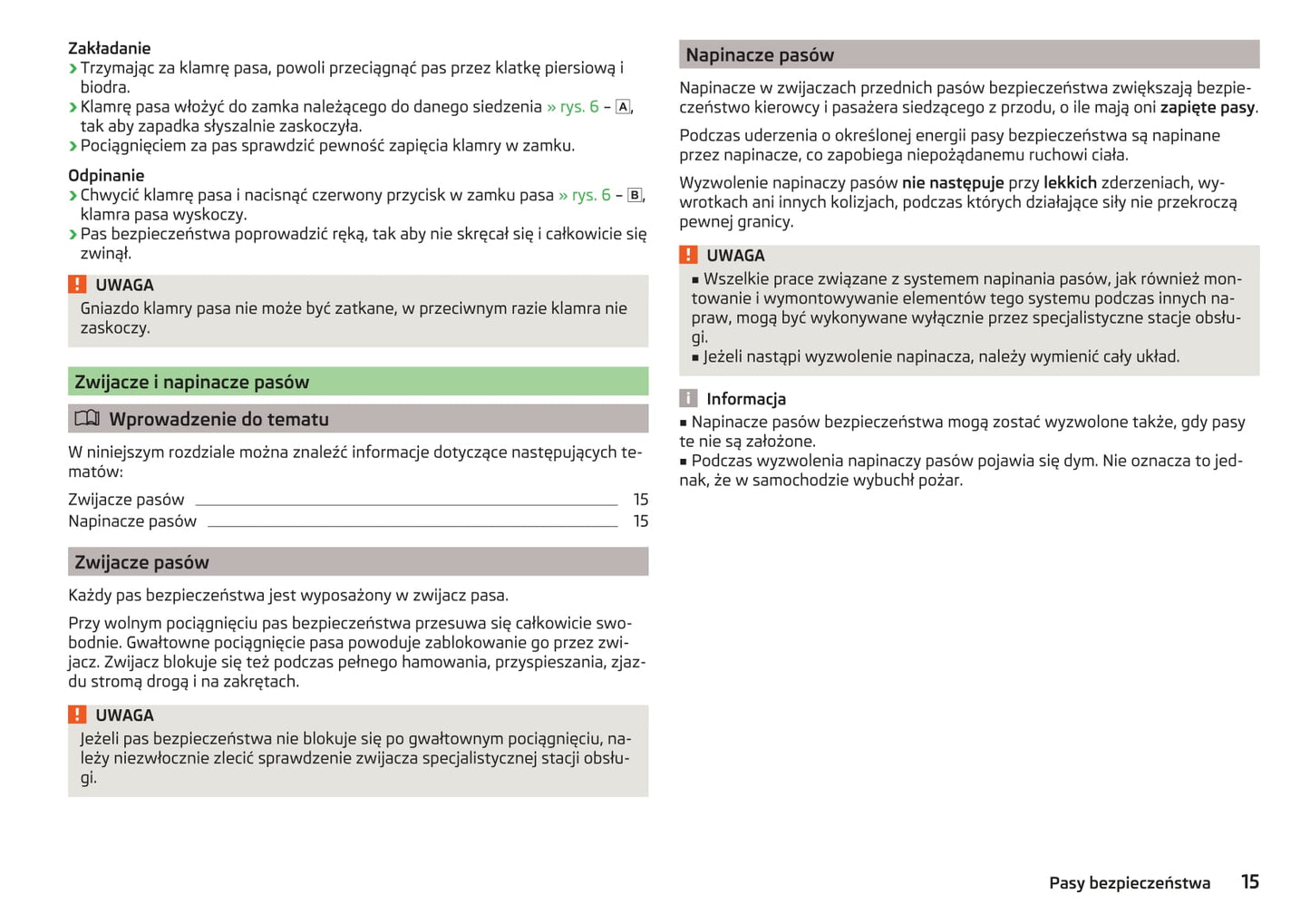 2016-2017 Skoda Rapid Spaceback Owner's Manual | Polish