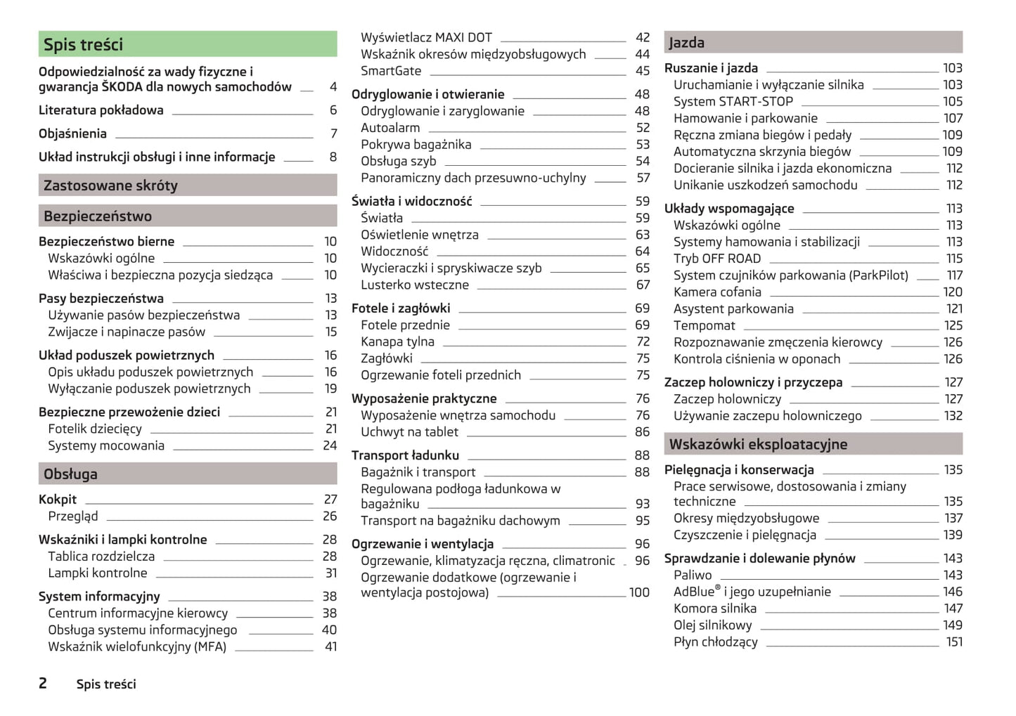 2016-2017 Skoda Yeti Owner's Manual | Polish