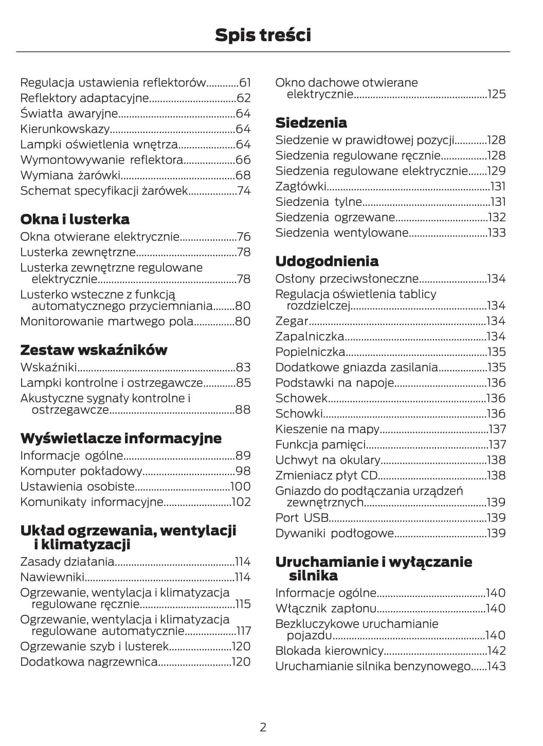 2012-2013 Ford Mondeo Owner's Manual | Polish