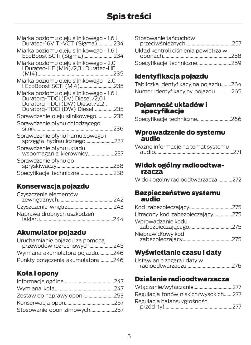 2012-2013 Ford Mondeo Owner's Manual | Polish