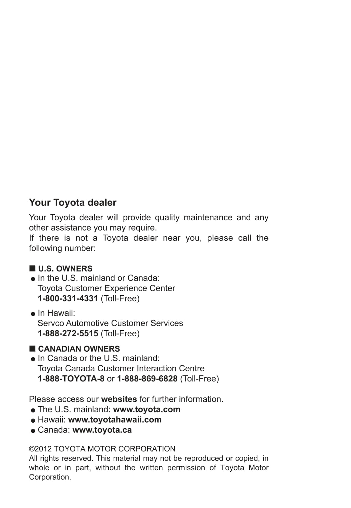 2013 Toyota Venza Gebruikershandleiding | Engels