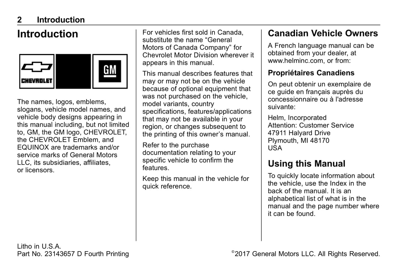 2018 Chevrolet Equinox Manuel du propriétaire | Anglais