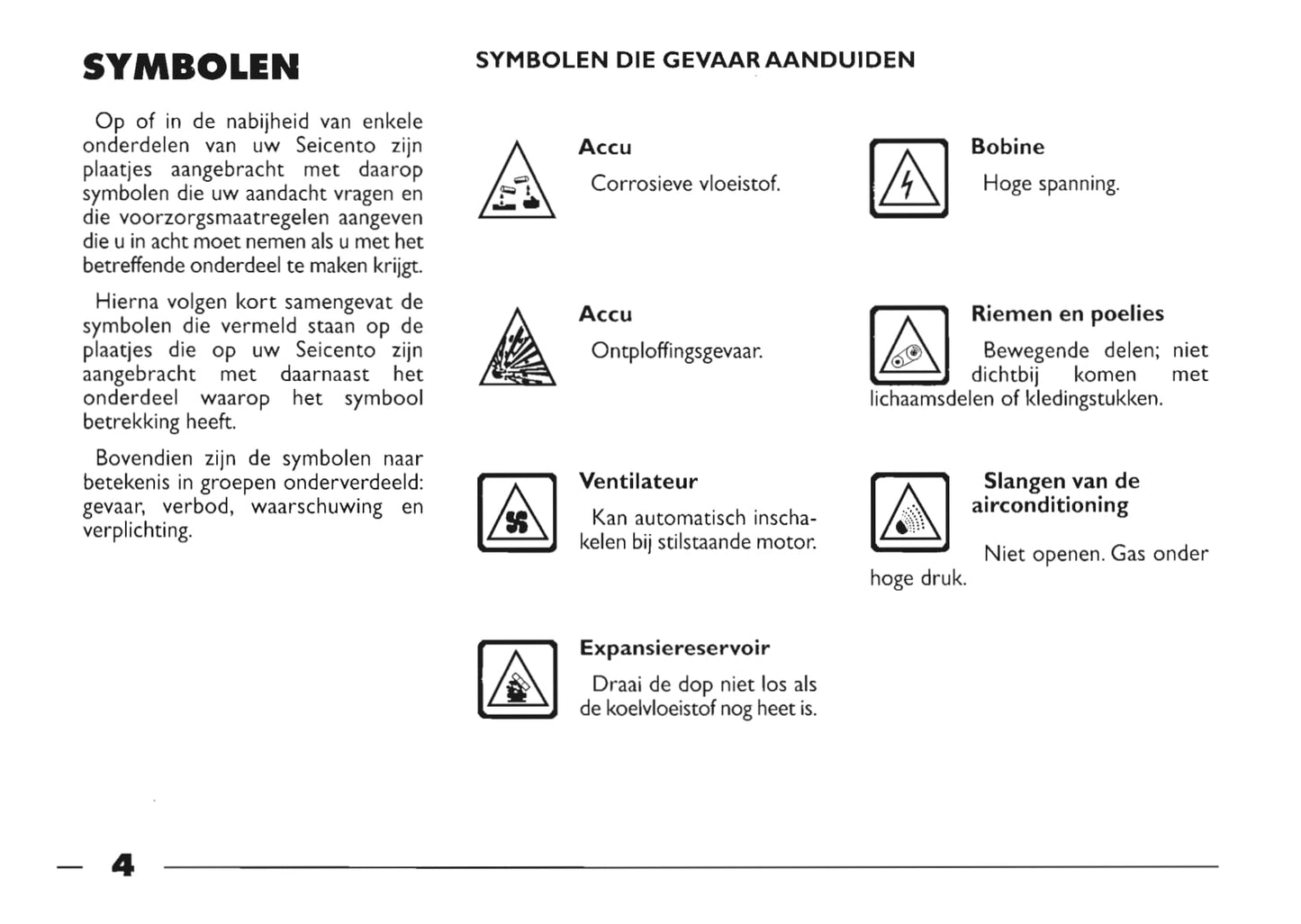 1999-2000 Fiat Seicento Owner's Manual | Dutch