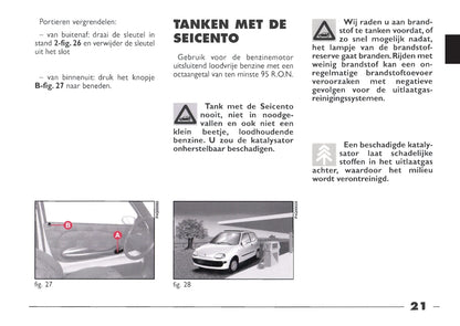 1999-2000 Fiat Seicento Owner's Manual | Dutch