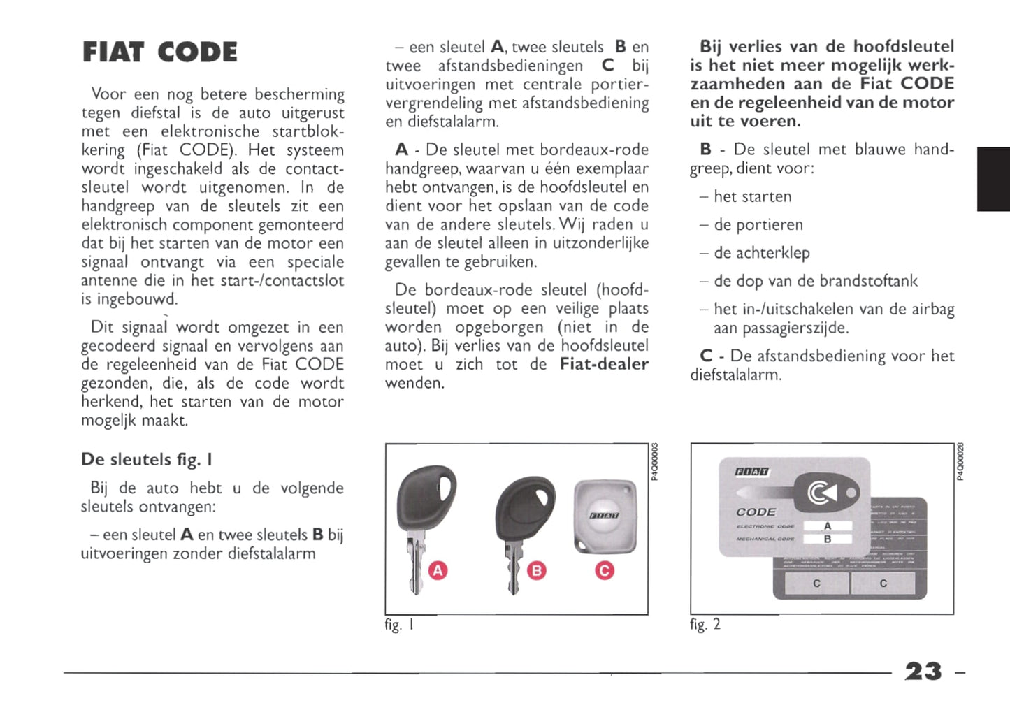 1999-2000 Fiat Seicento Owner's Manual | Dutch