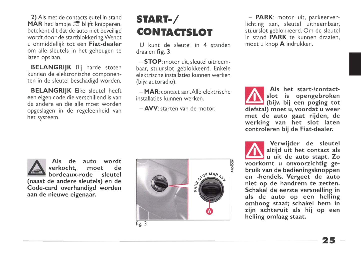 1999-2000 Fiat Seicento Owner's Manual | Dutch