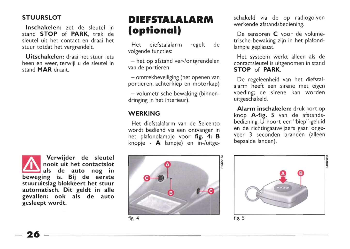 1999-2000 Fiat Seicento Owner's Manual | Dutch