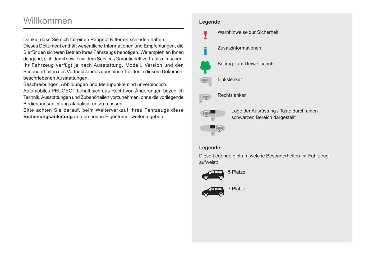 2019-2022 Peugeot Rifter Bedienungsanleitung | Deutsch