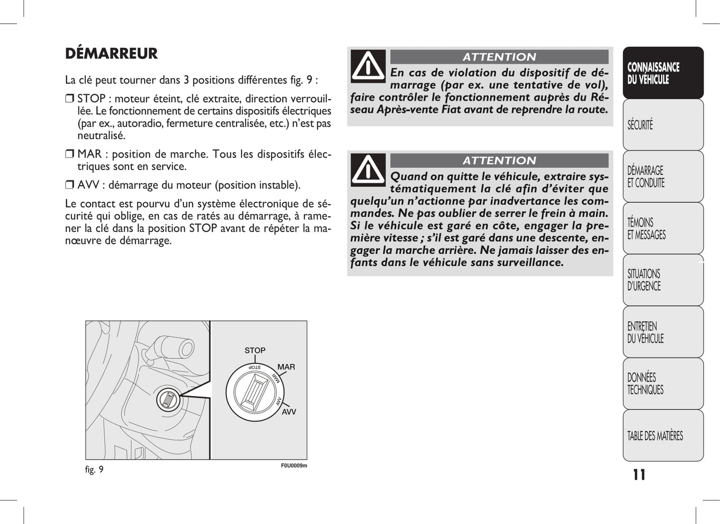 2010-2011 Fiat Punto/Punto Evo Owner's Manual | French