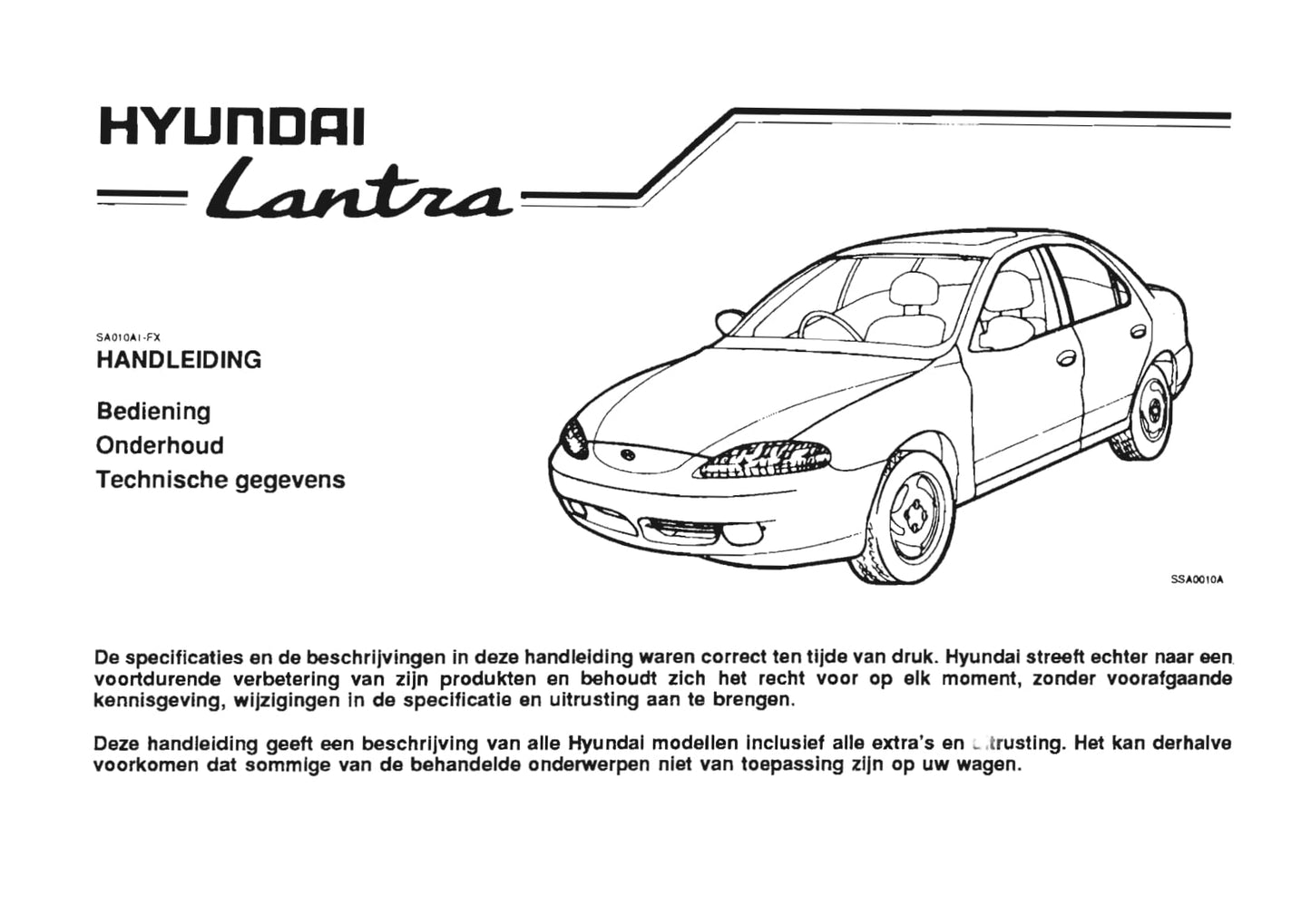 1996-1997 Hyundai Lantra Owner's Manual | Dutch