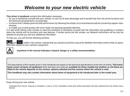 2016-2019 Renault Zoe Manuel du propriétaire | Anglais