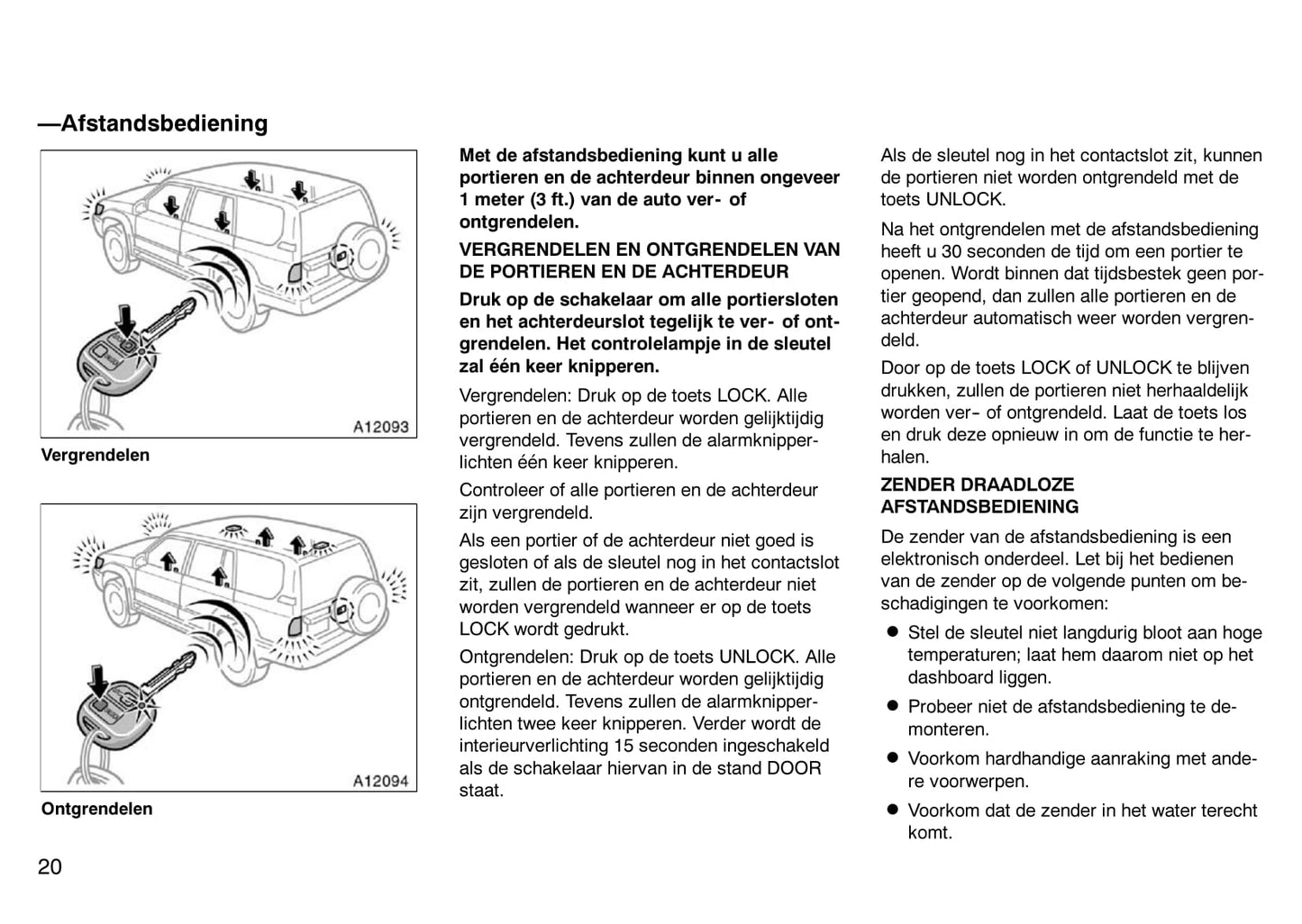 2000-2001 Toyota Land Cruiser 90 Owner's Manual | Dutch