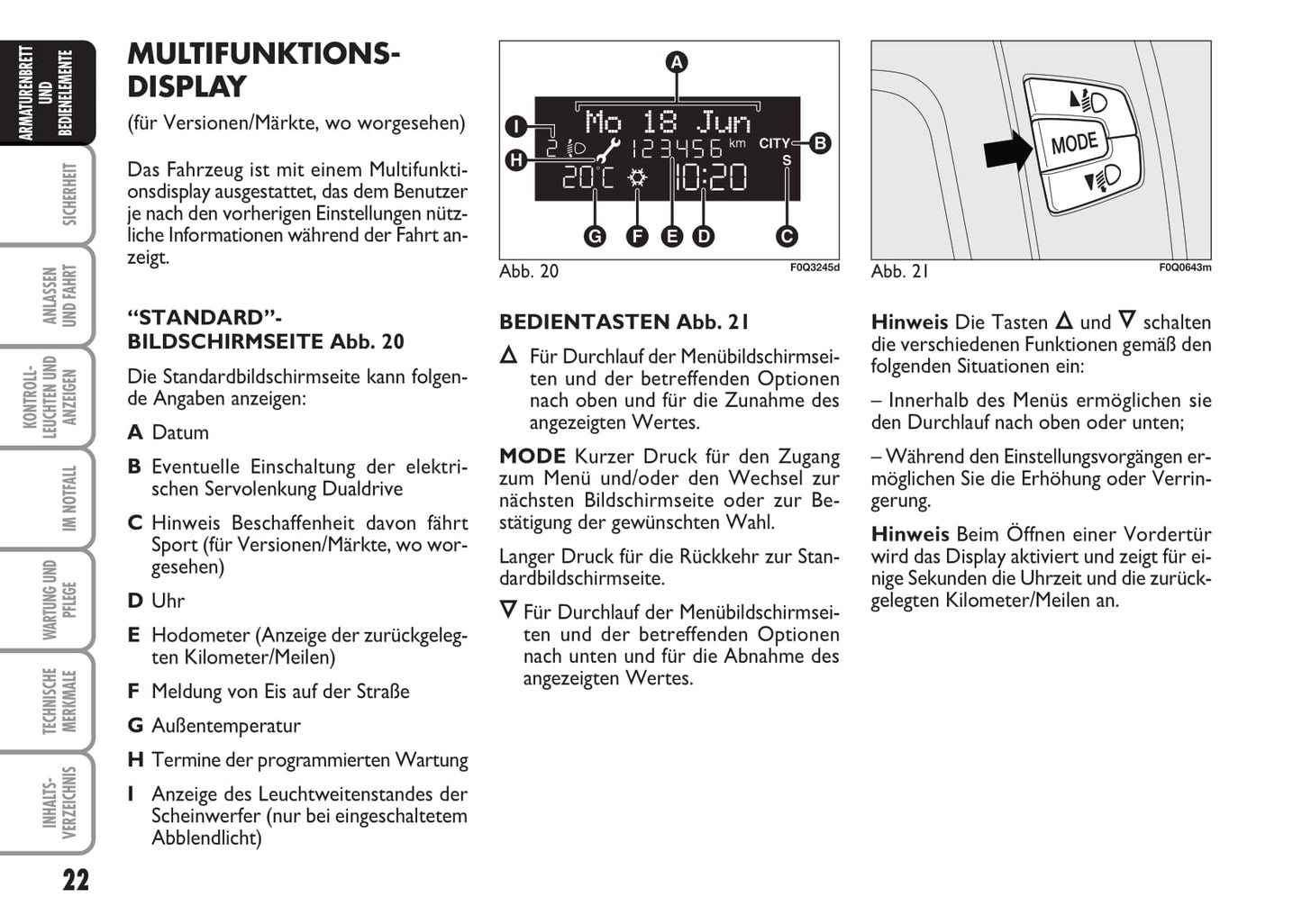 2009-2010 Fiat Bravo Bedienungsanleitung | Deutsch