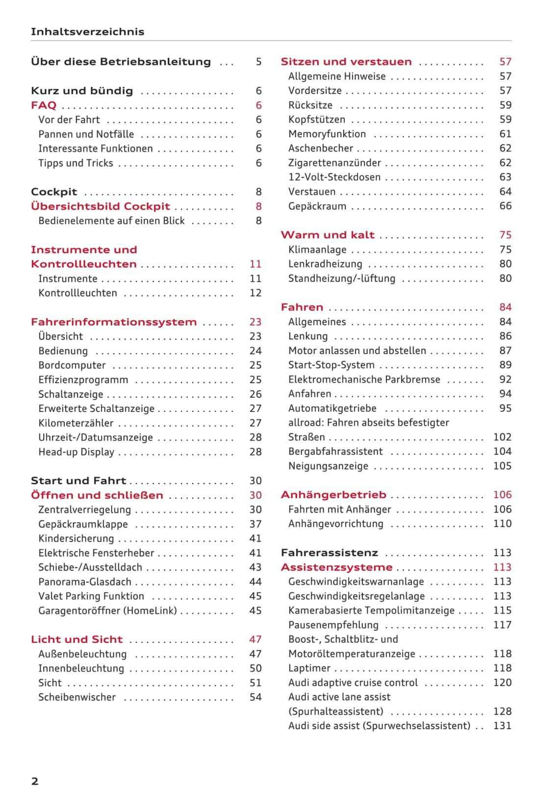 2014-2018 Audi A6 Gebruikershandleiding | Duits