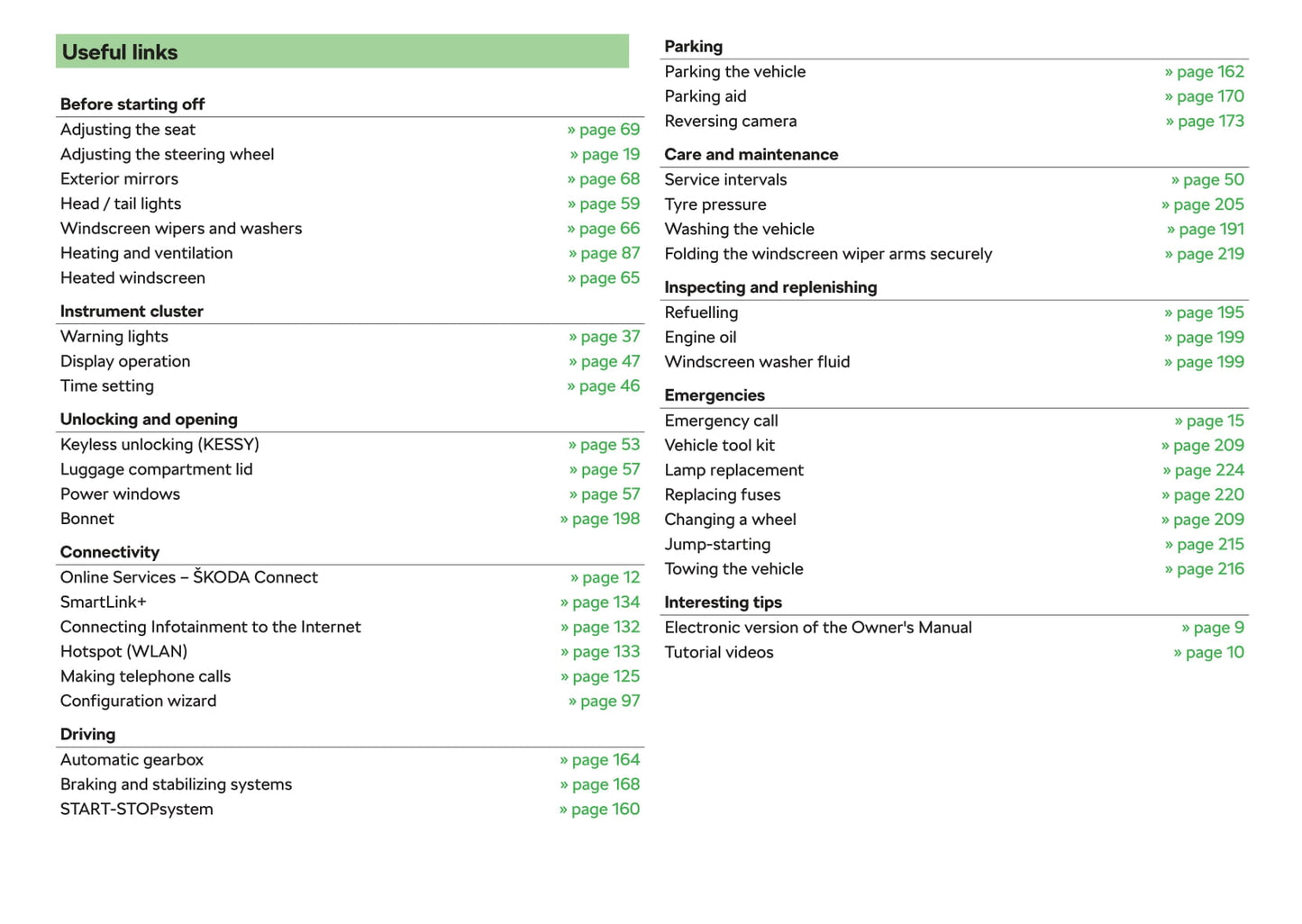 2018-2019 Skoda Rapid Spaceback Owner's Manual | English