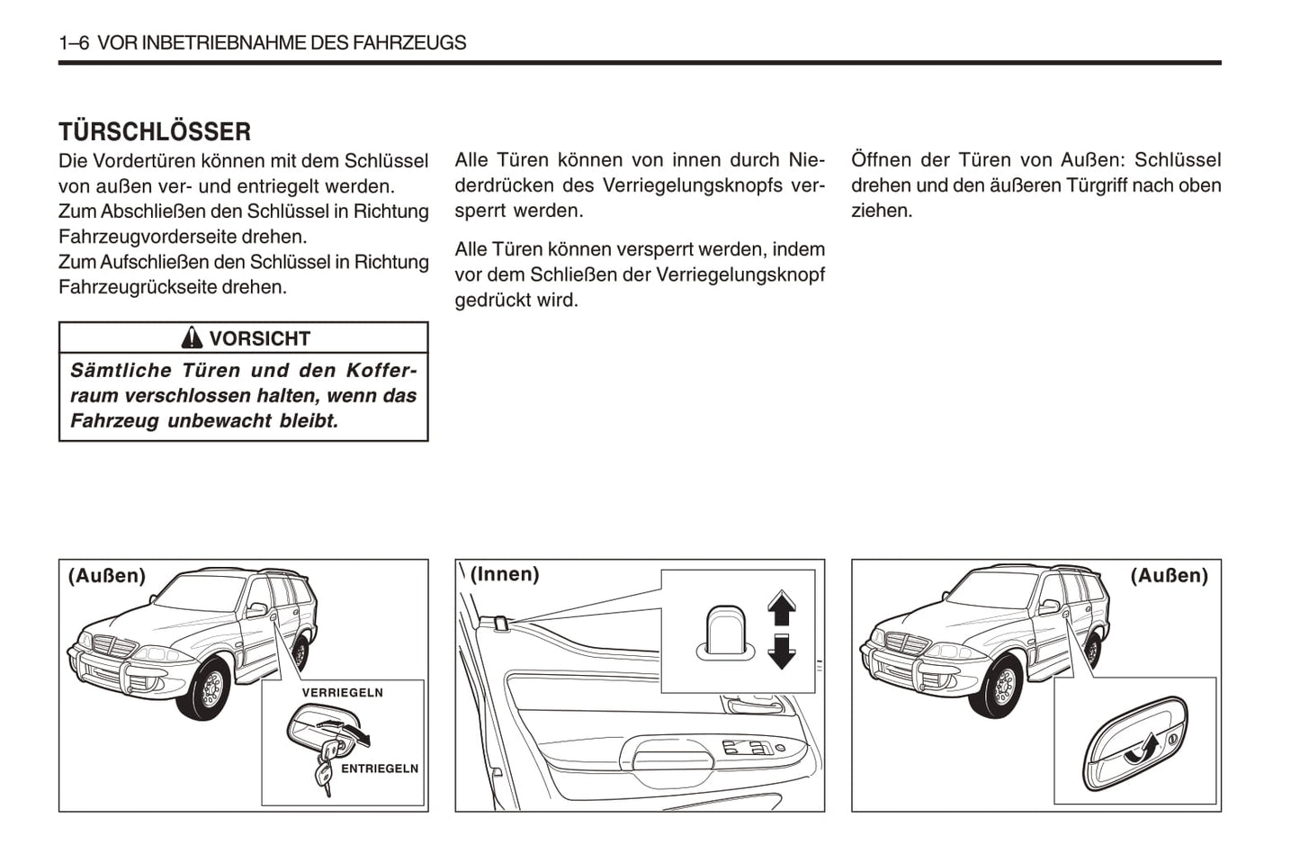 1998-2005 SsangYong Musso Manuel du propriétaire | Allemand