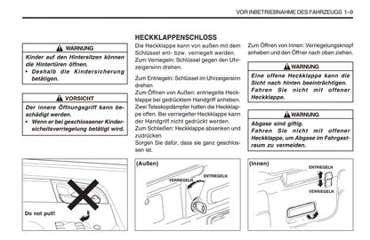 1998-2005 SsangYong Musso Manuel du propriétaire | Allemand