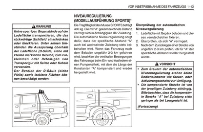 1998-2005 SsangYong Musso Manuel du propriétaire | Allemand