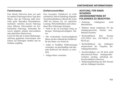 2002-2006 Kia Sorento Manuel du propriétaire | Allemand