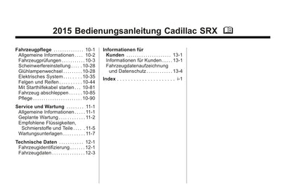 2015-2017 Cadillac SRX Owner's Manual | German