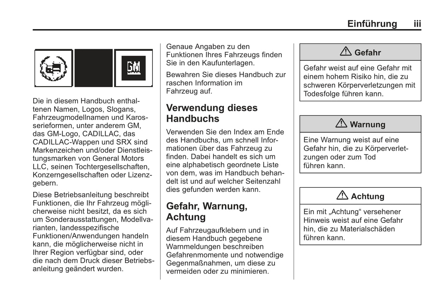 2015-2017 Cadillac SRX Owner's Manual | German