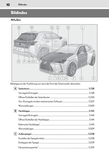 2019-2020 Lexus UX Bedienungsanleitung | Deutsch