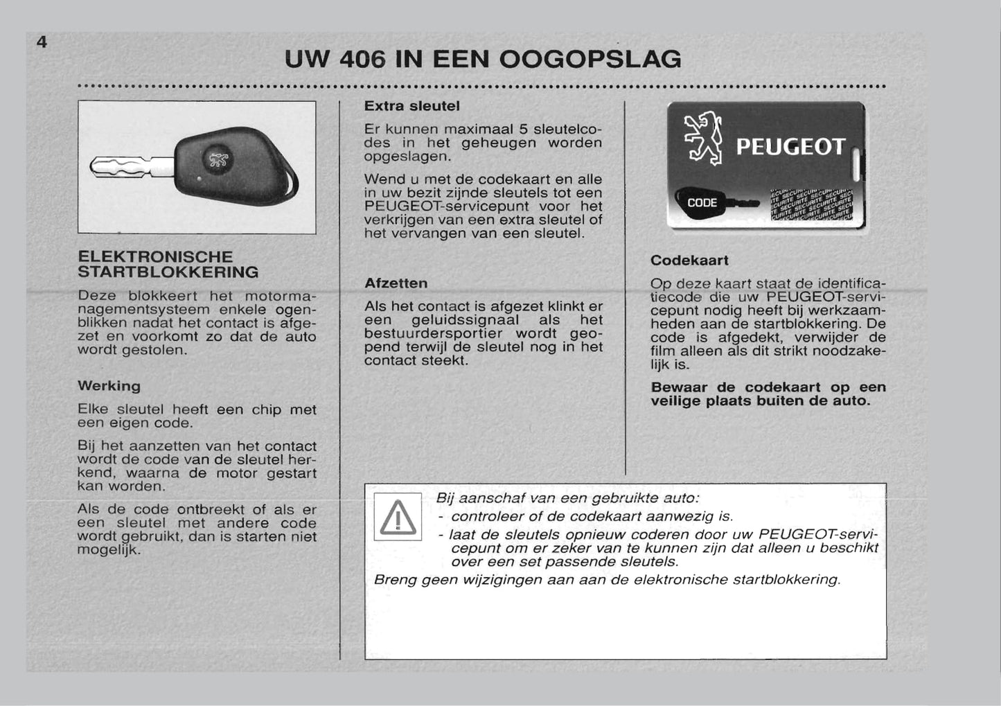 1999-2001 Peugeot 406 Owner's Manual | Dutch