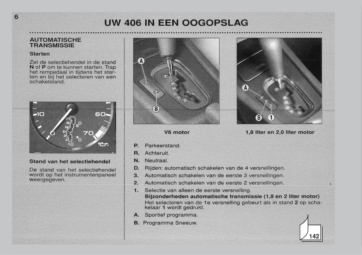 1999-2001 Peugeot 406 Owner's Manual | Dutch