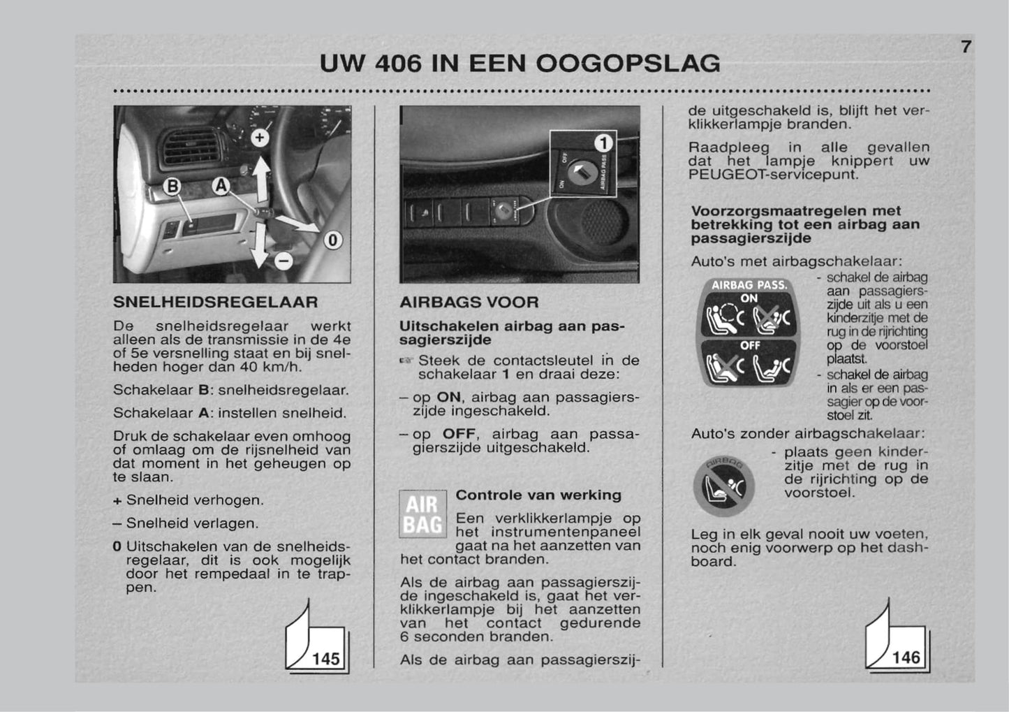 1999-2001 Peugeot 406 Owner's Manual | Dutch