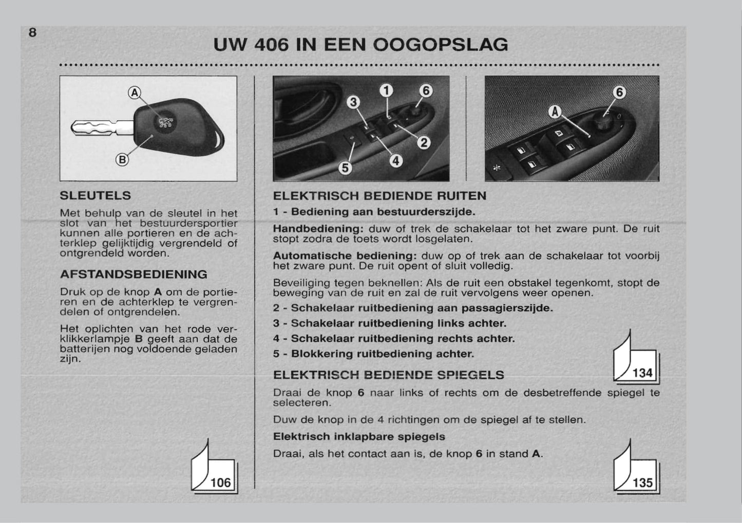 1999-2001 Peugeot 406 Owner's Manual | Dutch