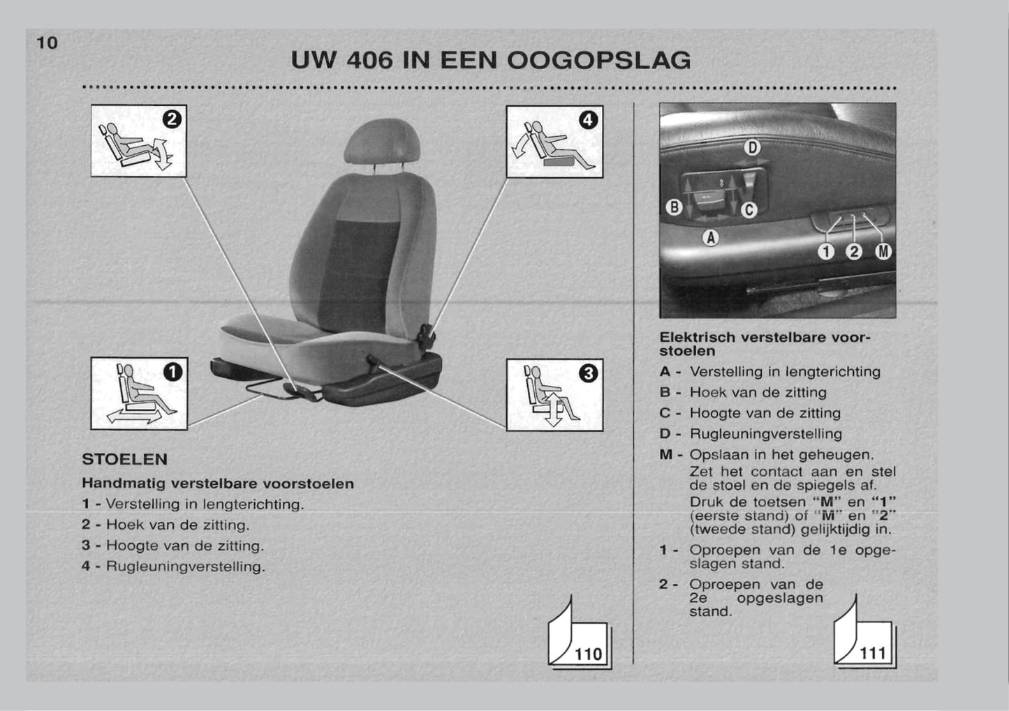 1999-2001 Peugeot 406 Owner's Manual | Dutch