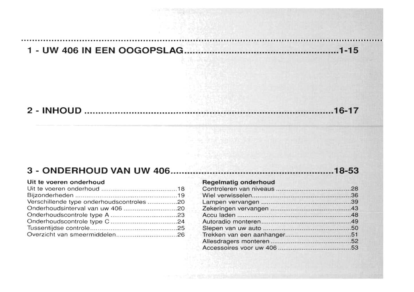 1999-2001 Peugeot 406 Owner's Manual | Dutch