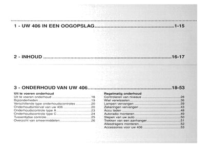 1999-2001 Peugeot 406 Owner's Manual | Dutch