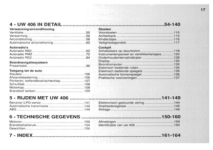 1999-2001 Peugeot 406 Owner's Manual | Dutch