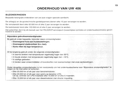 1999-2001 Peugeot 406 Owner's Manual | Dutch