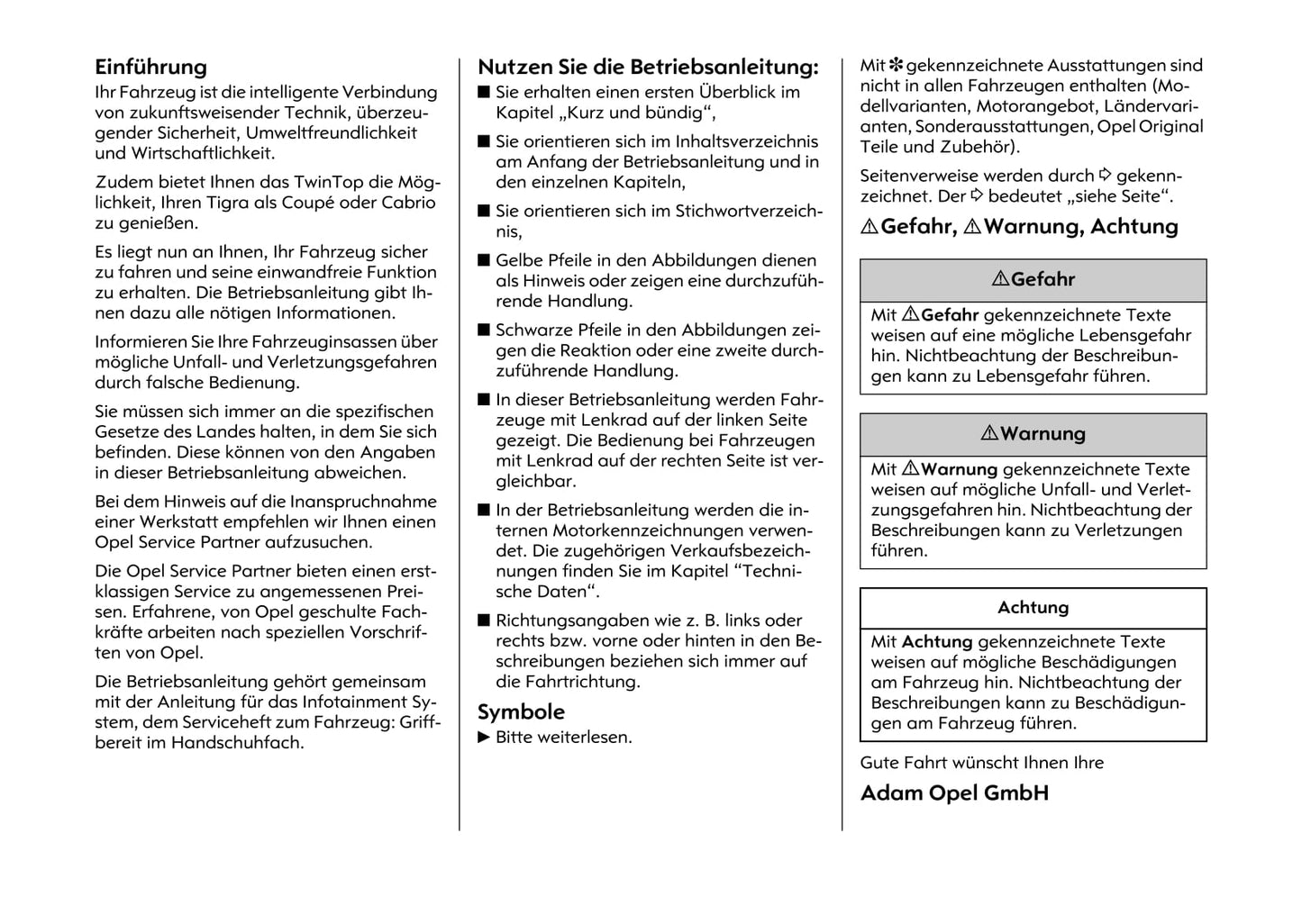 2008-2010 Opel Tigra Twin Top Owner's Manual | German