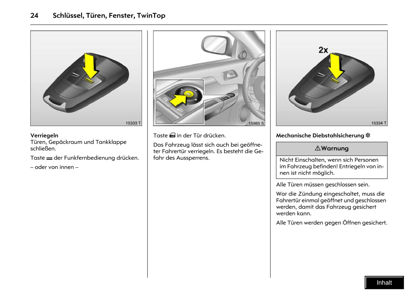 2008-2010 Opel Tigra Twin Top Owner's Manual | German