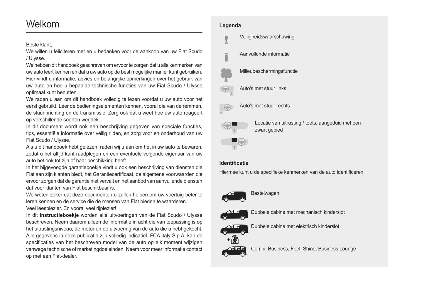 2022-2023 Fiat Scudo/Ulysse Owner's Manual | Dutch