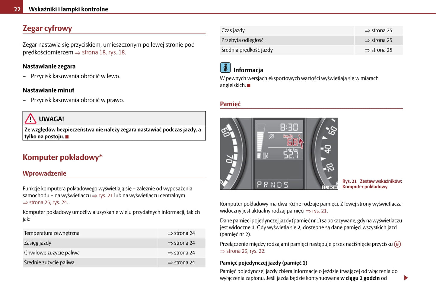 2009-2010 Skoda Roomster Owner's Manual | Polish