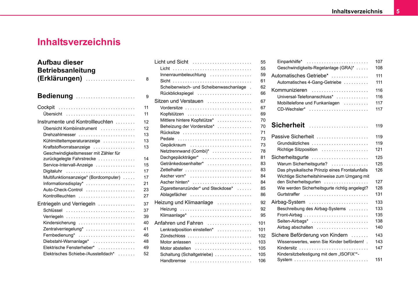 2004-2005 Skoda Fabia Owner's Manual | German