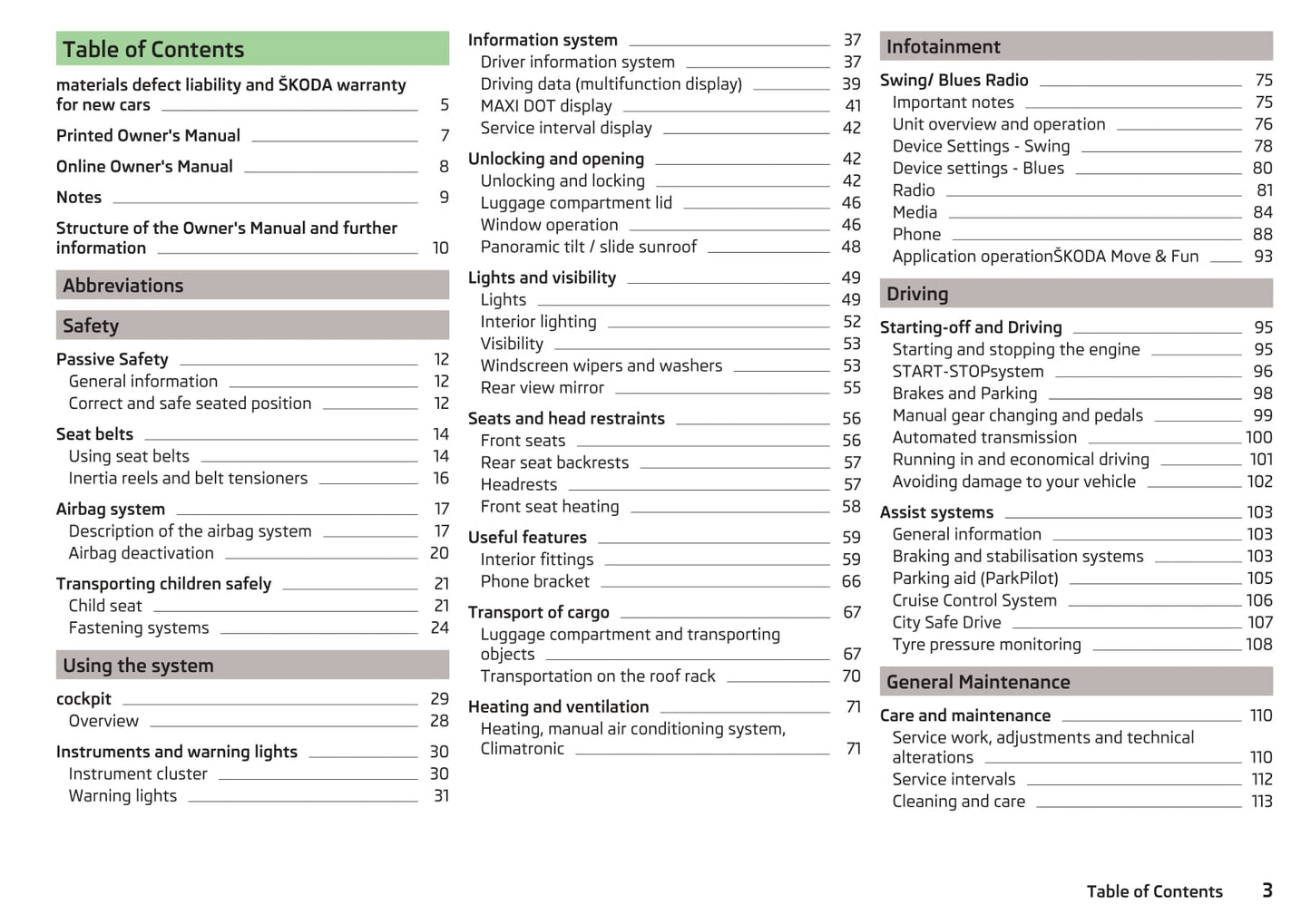 2016-2017 Skoda Citigo Owner's Manual | English