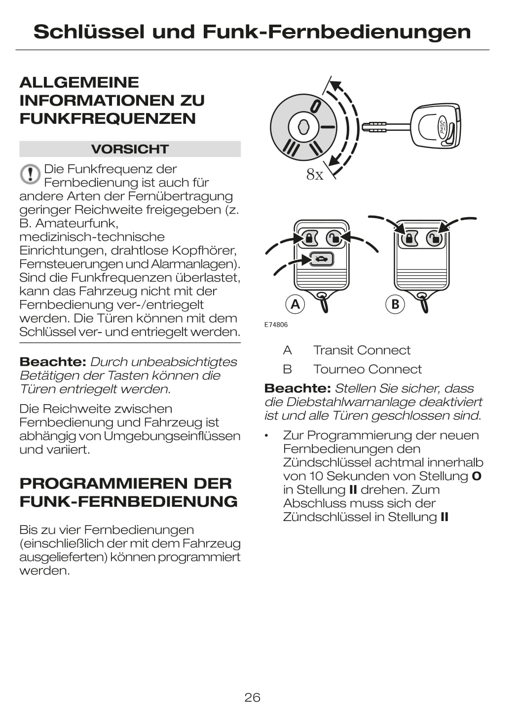 2002-2007 Ford Tourneo Connect / Transit Connect Manuel du propriétaire | Allemand