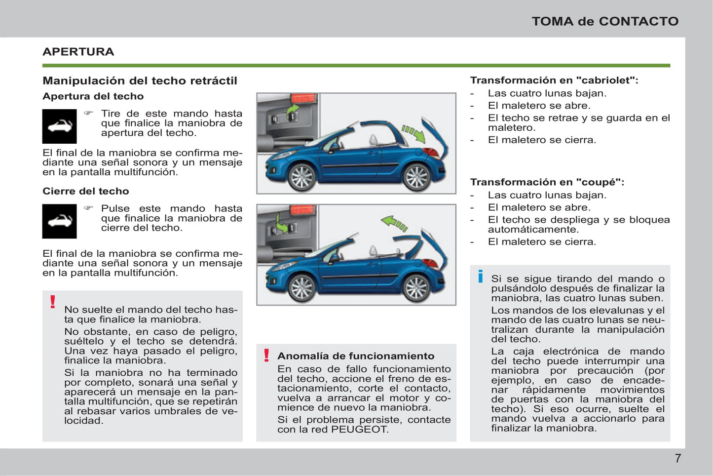 2014-2015 Peugeot 207 CC Manuel du propriétaire | Espagnol