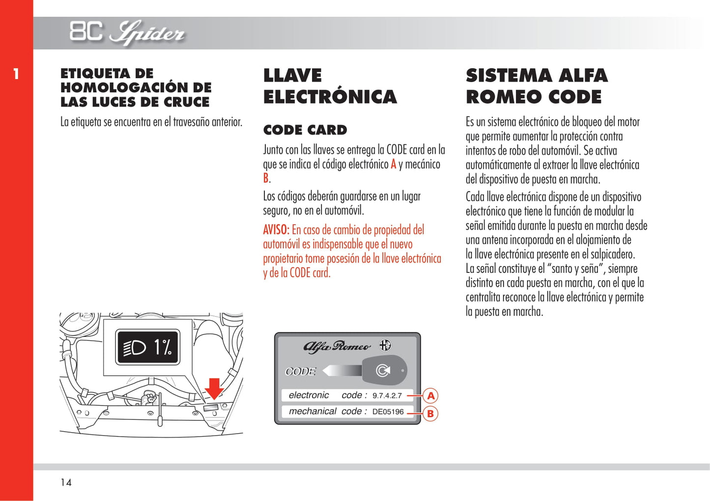 2010 Alfa Romeo 8C Spider Owner's Manual | Spanish