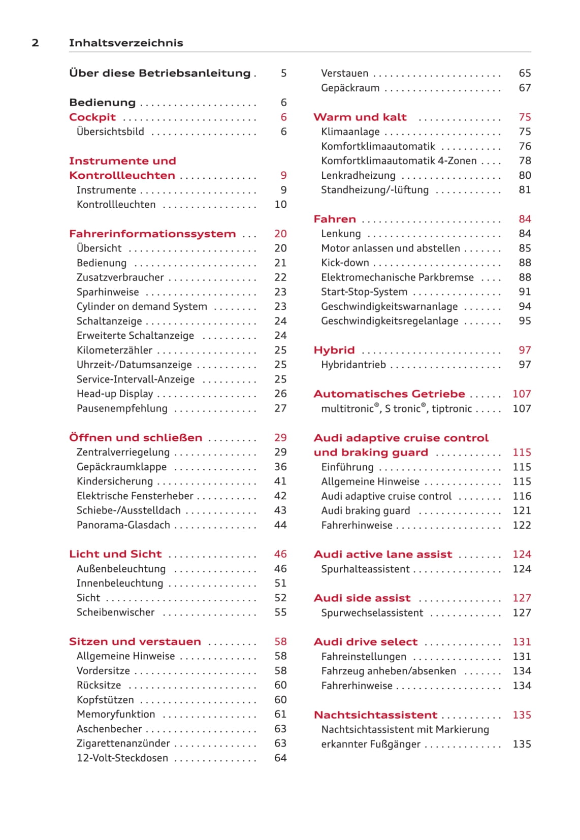 2012-2014 Audi A6/S6 Bedienungsanleitung | Deutsch