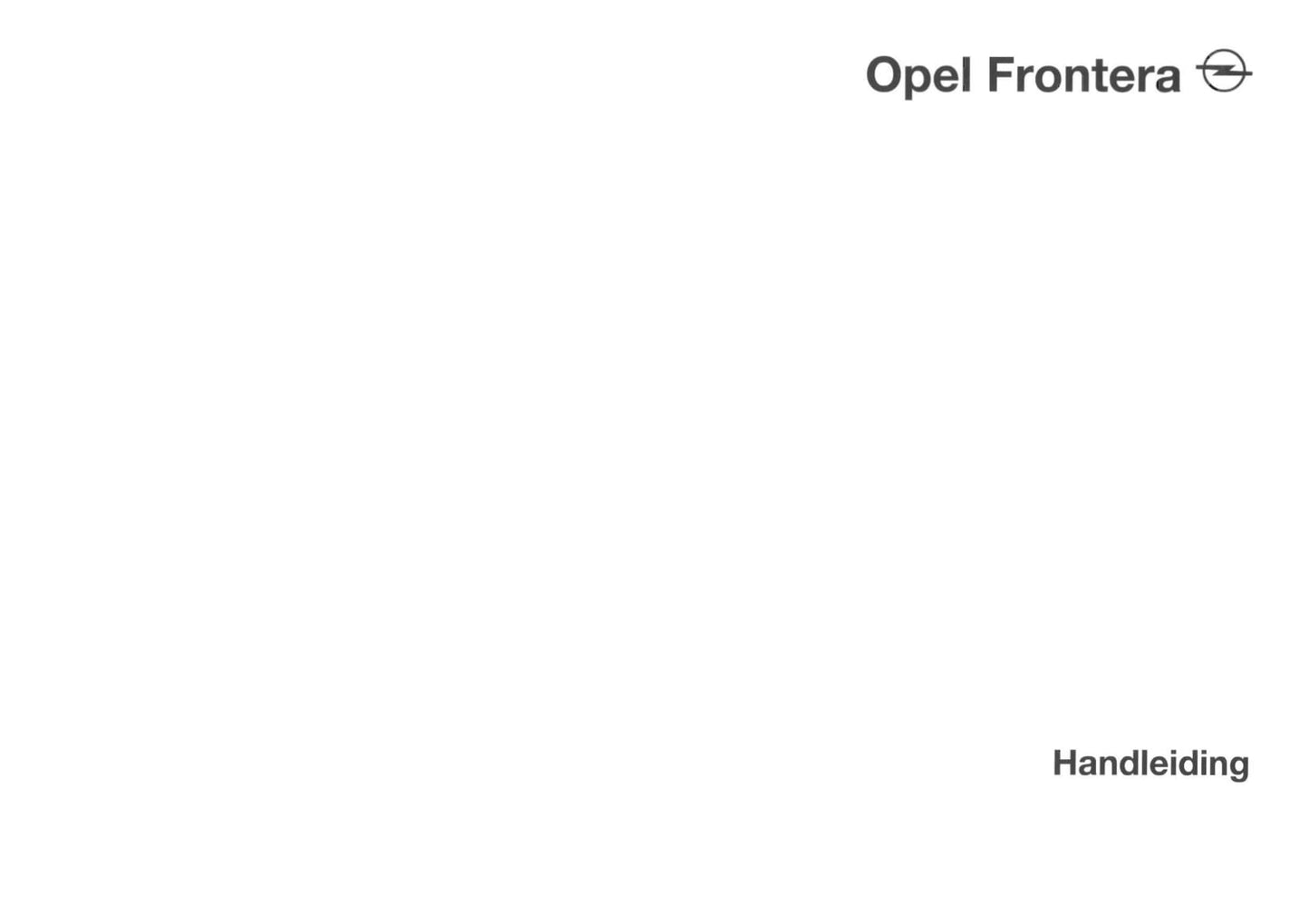 1998-2004 Opel Frontera Owner's Manual | Dutch