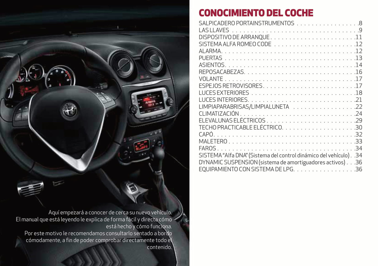 2016-2020 Alfa Romeo MiTo Owner's Manual | Spanish